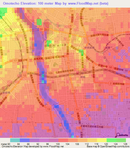 Omotecho,Japan Elevation Map
