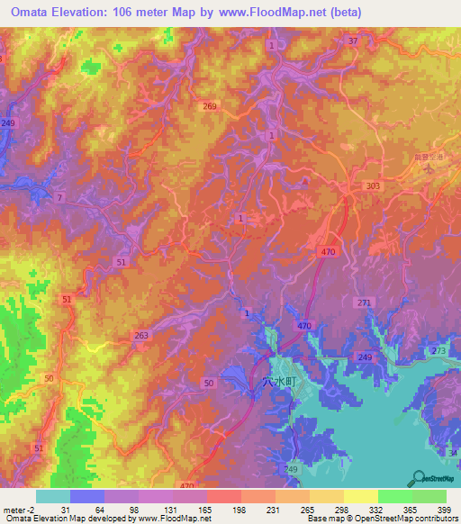 Omata,Japan Elevation Map