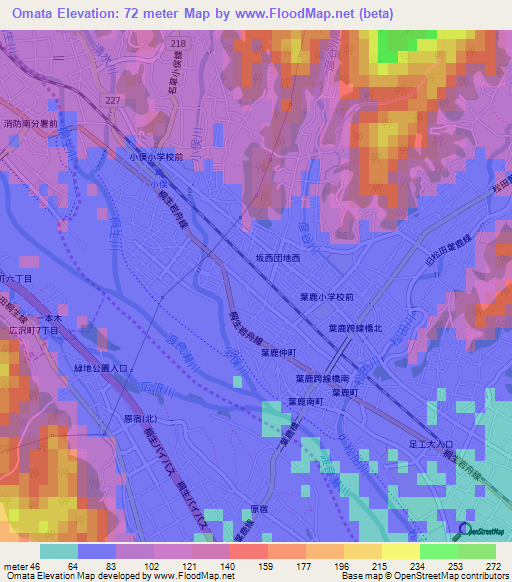 Omata,Japan Elevation Map