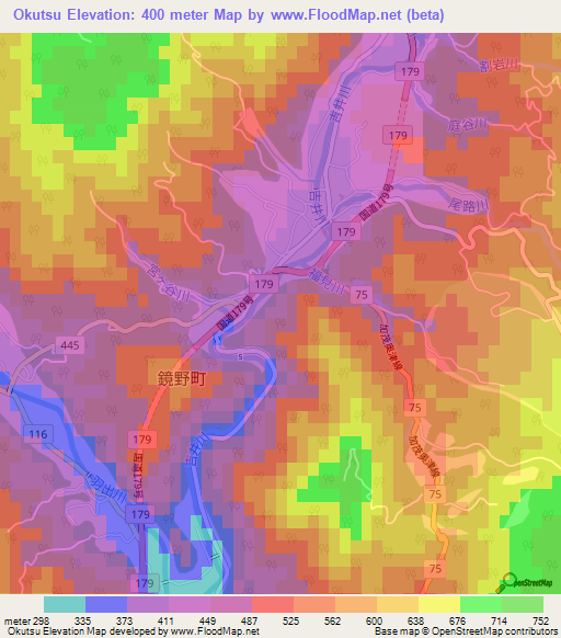 Okutsu,Japan Elevation Map