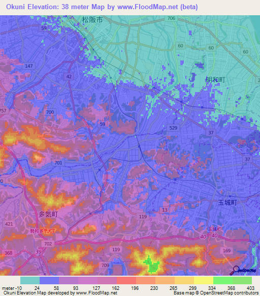 Okuni,Japan Elevation Map