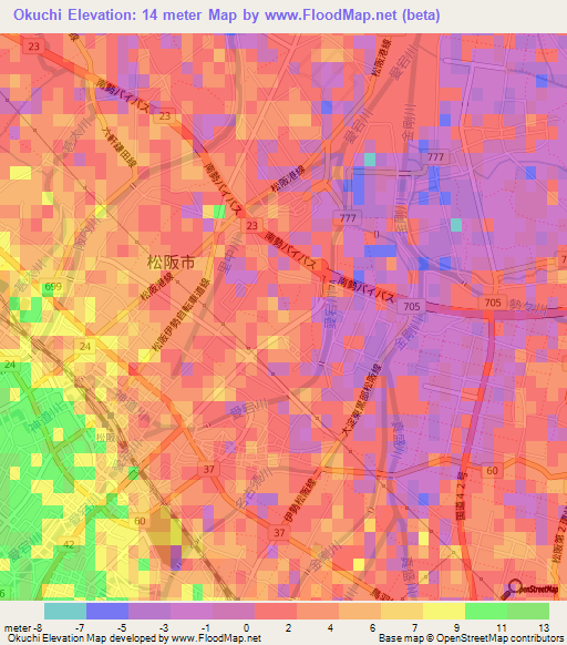 Okuchi,Japan Elevation Map