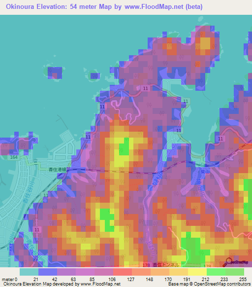 Okinoura,Japan Elevation Map