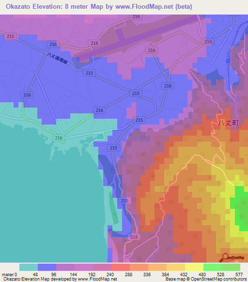 Okazato,Japan Elevation Map