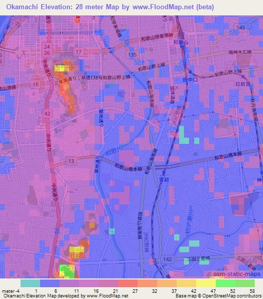 Okamachi,Japan Elevation Map