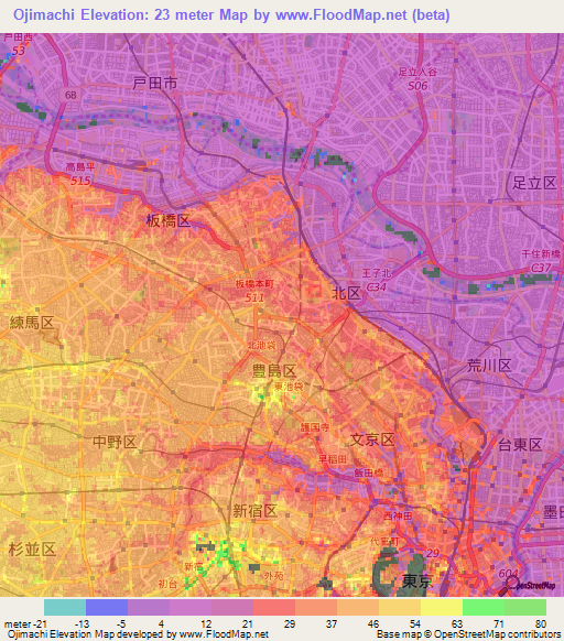 Ojimachi,Japan Elevation Map