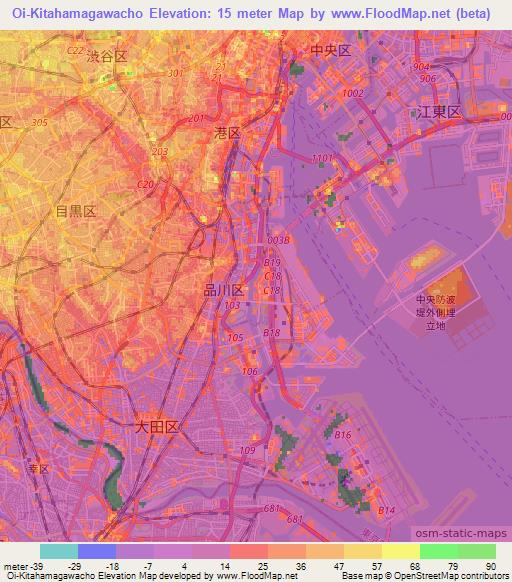 Oi-Kitahamagawacho,Japan Elevation Map