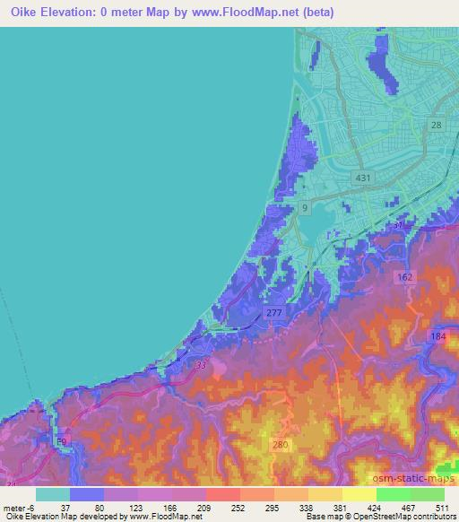 Oike,Japan Elevation Map