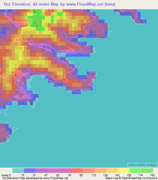 Ooi,Japan Elevation Map