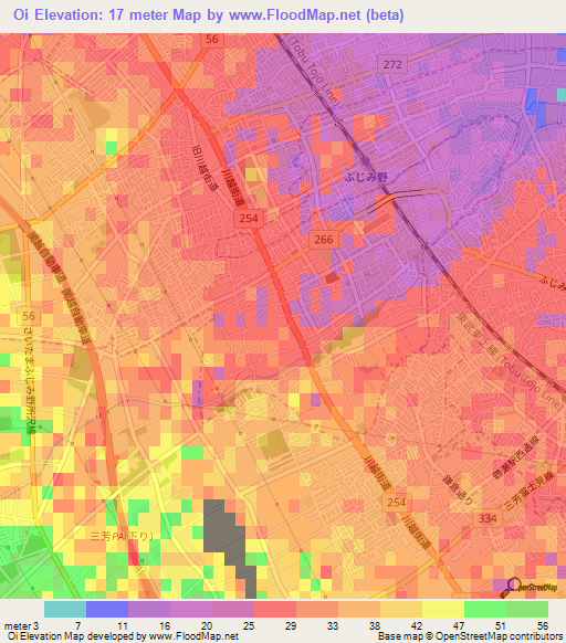 Oi,Japan Elevation Map
