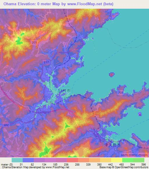Ohama,Japan Elevation Map