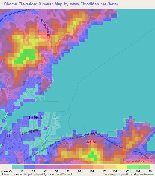 Ohama,Japan Elevation Map