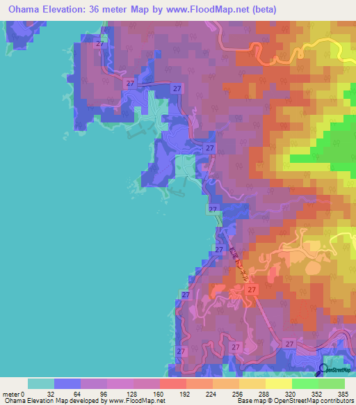 Ohama,Japan Elevation Map