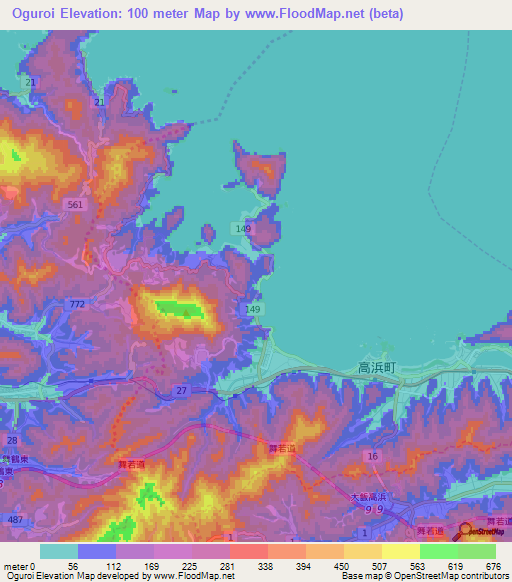 Oguroi,Japan Elevation Map