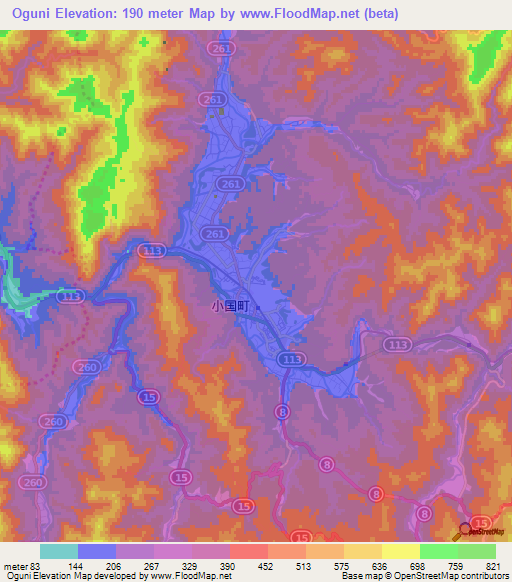 Oguni,Japan Elevation Map