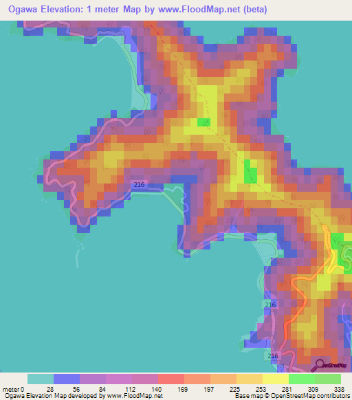 Ogawa,Japan Elevation Map