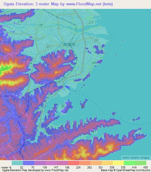 Ogata,Japan Elevation Map