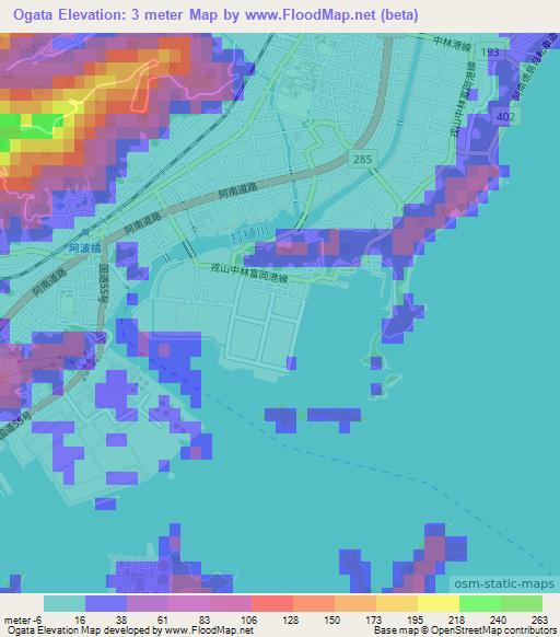 Ogata,Japan Elevation Map
