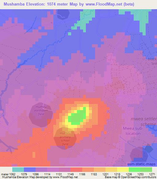 Mushamba,Kenya Elevation Map