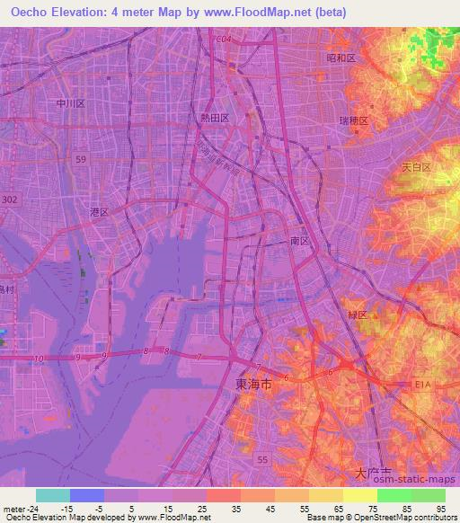 Oecho,Japan Elevation Map