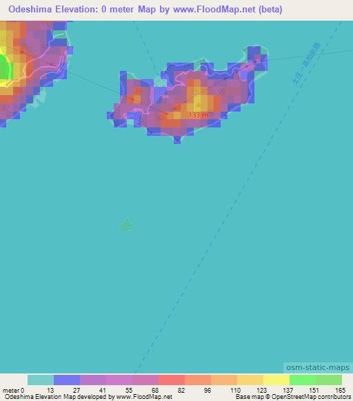 Odeshima,Japan Elevation Map