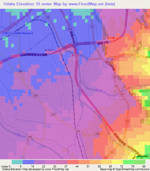 Odaka,Japan Elevation Map