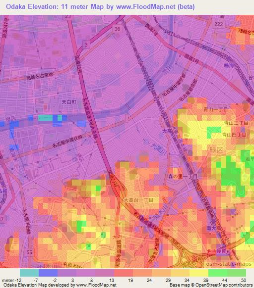 Odaka,Japan Elevation Map