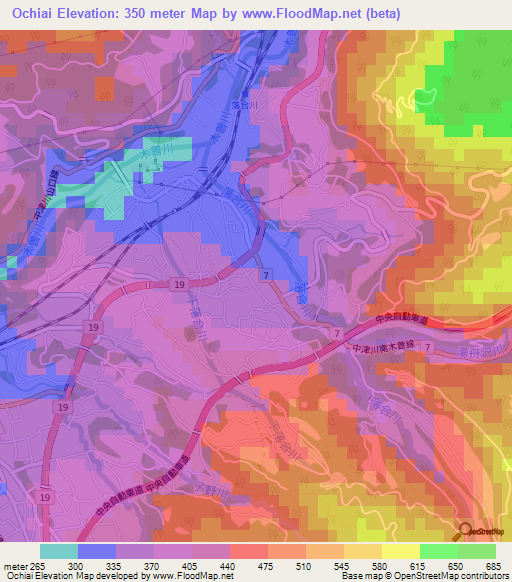 Ochiai,Japan Elevation Map