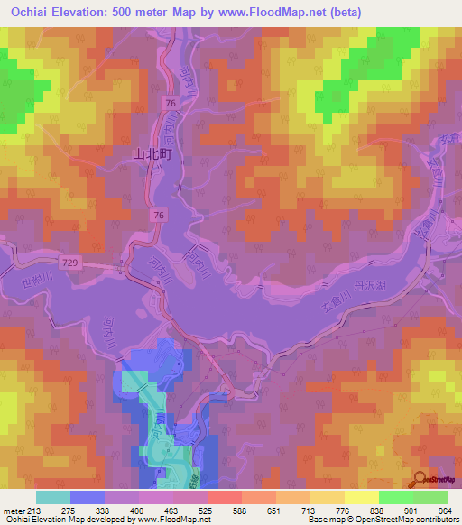 Ochiai,Japan Elevation Map