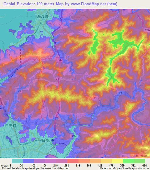 Ochiai,Japan Elevation Map