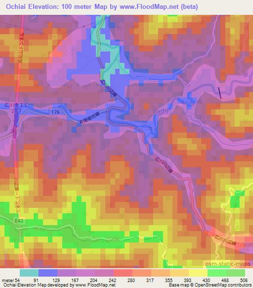 Ochiai,Japan Elevation Map