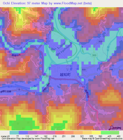 Ochi,Japan Elevation Map