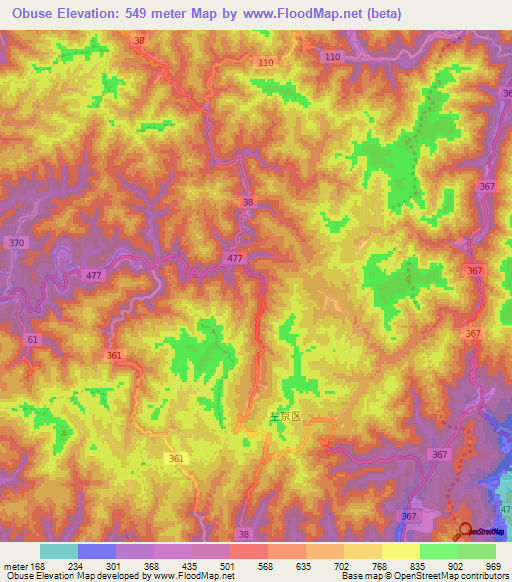 Obuse,Japan Elevation Map