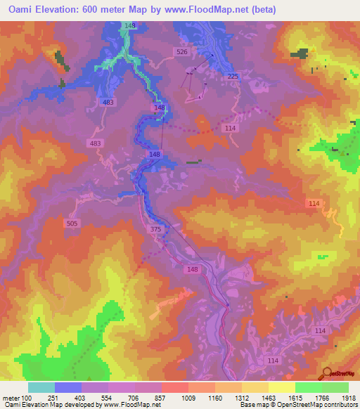 Oami,Japan Elevation Map
