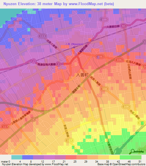 Nyuzen,Japan Elevation Map