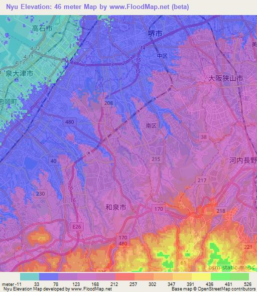 Nyu,Japan Elevation Map