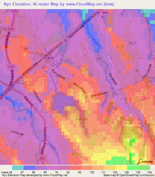 Nyu,Japan Elevation Map