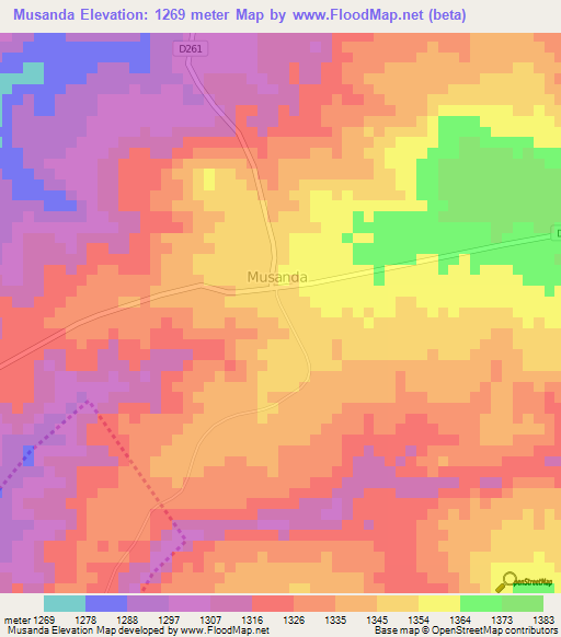 Musanda,Kenya Elevation Map