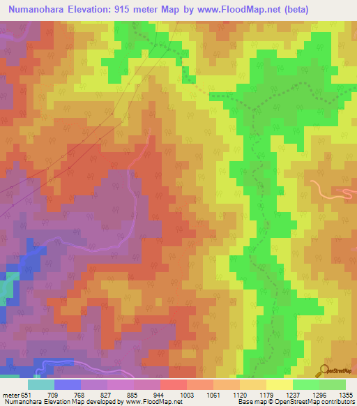 Numanohara,Japan Elevation Map