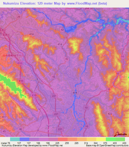 Nukumizu,Japan Elevation Map
