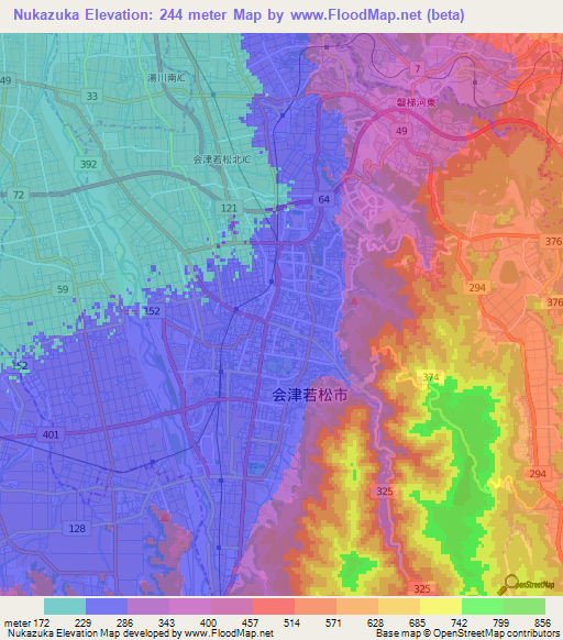 Nukazuka,Japan Elevation Map