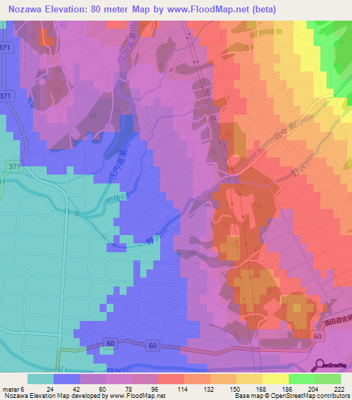 Nozawa,Japan Elevation Map