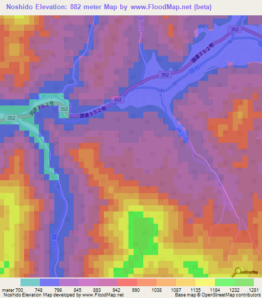Noshido,Japan Elevation Map
