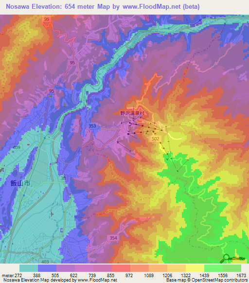 Nosawa,Japan Elevation Map