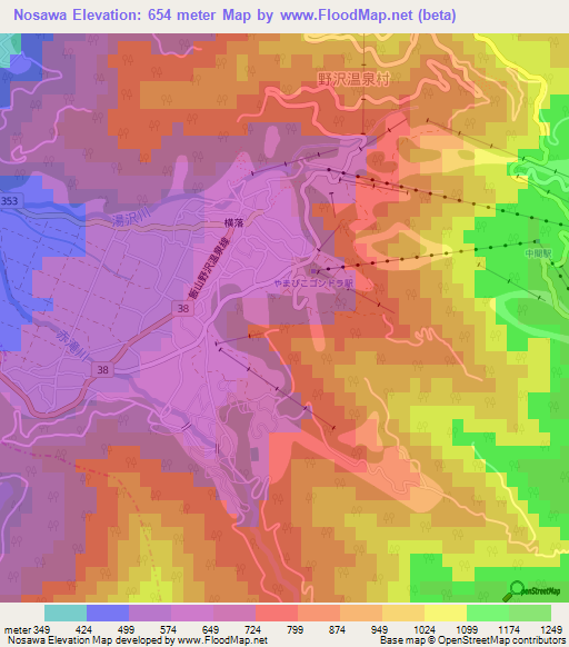 Nosawa,Japan Elevation Map