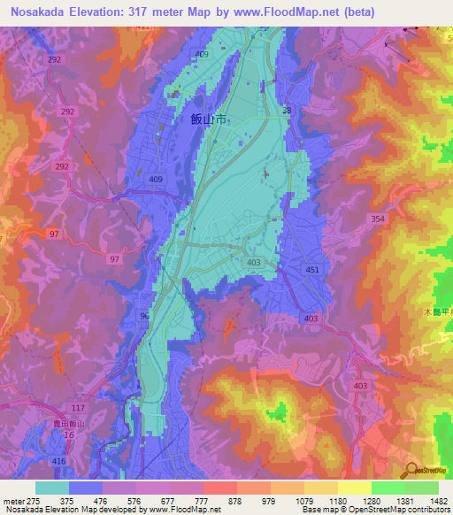 Nosakada,Japan Elevation Map
