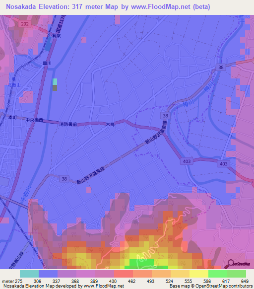 Nosakada,Japan Elevation Map