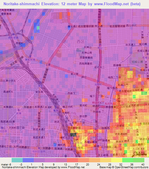 Noritake-shimmachi,Japan Elevation Map