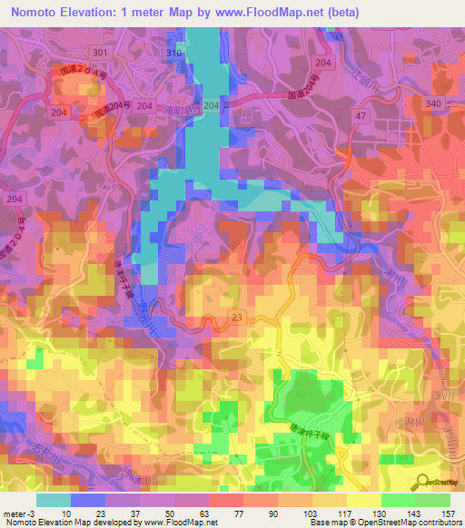 Nomoto,Japan Elevation Map