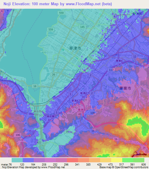 Noji,Japan Elevation Map